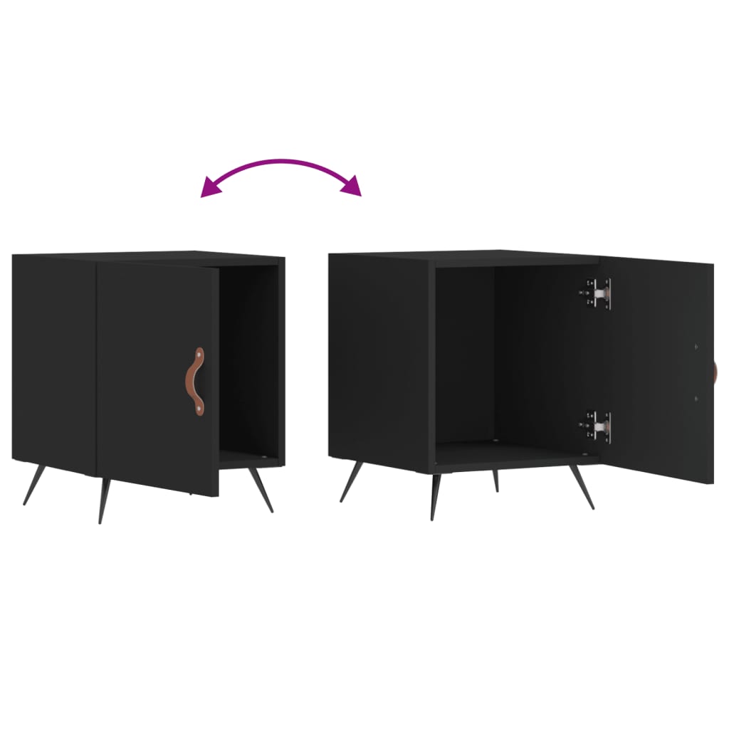 vidaXL Bedside Cabinets 2 pcs Black 40x40x50 cm Engineered Wood