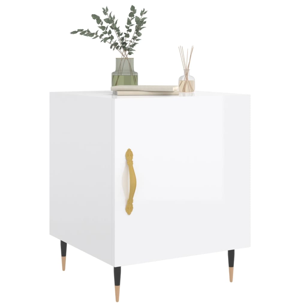 vidaXL Bedside Cabinets 2 pcs High Gloss White 40x40x50 cm Engineered Wood