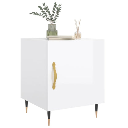 vidaXL Bedside Cabinets 2 pcs High Gloss White 40x40x50 cm Engineered Wood