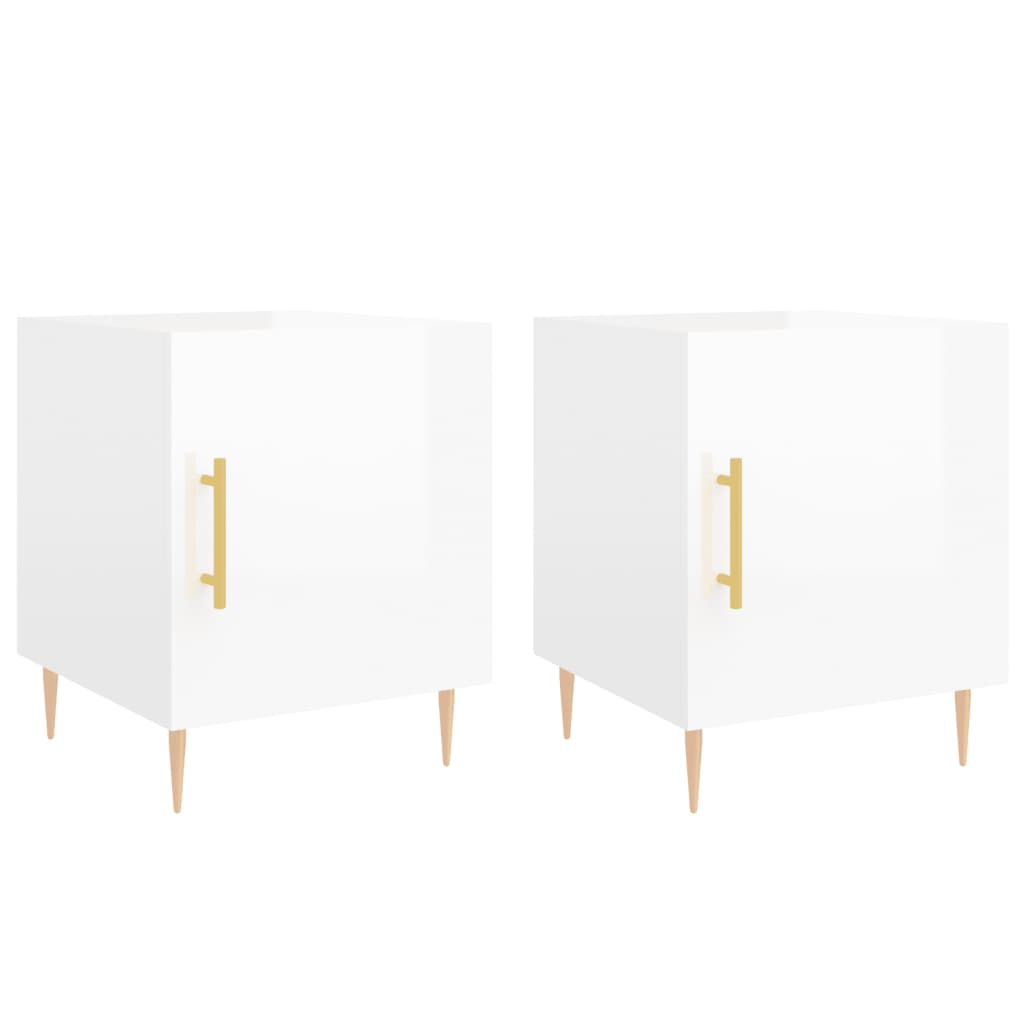 vidaXL Bedside Cabinets 2 pcs High Gloss White 40x40x50 cm