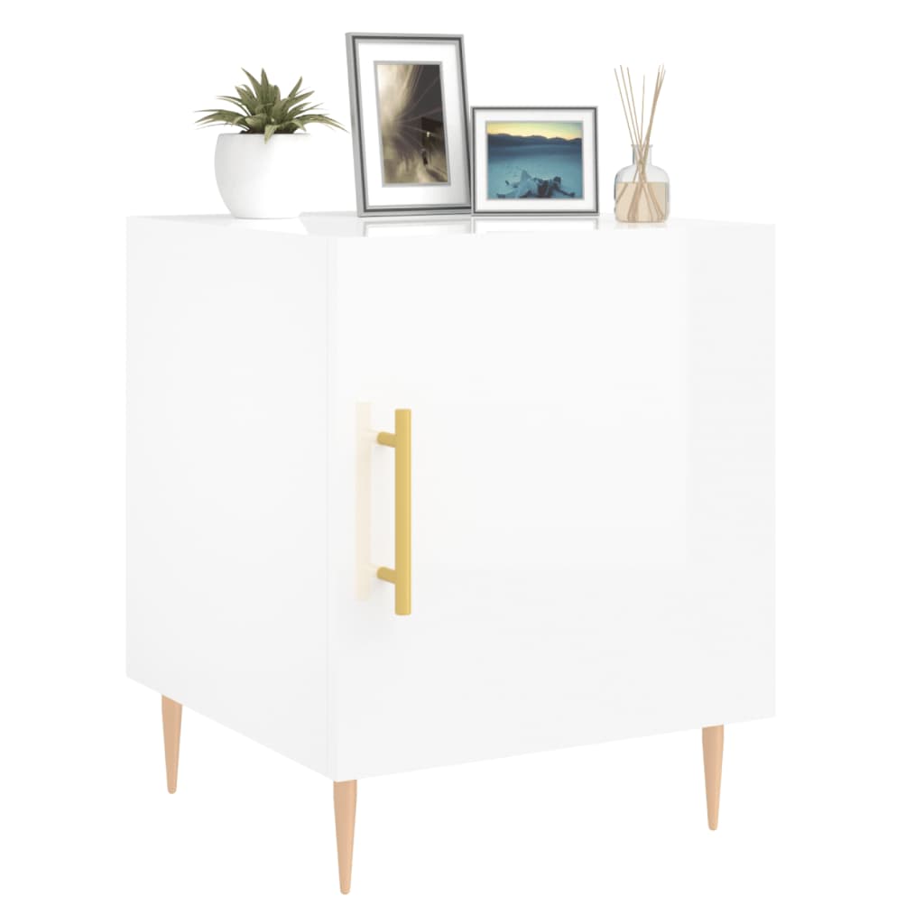 vidaXL Bedside Cabinets 2 pcs High Gloss White 40x40x50 cm Engineered Wood