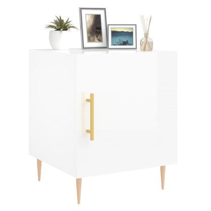 vidaXL Bedside Cabinets 2 pcs High Gloss White 40x40x50 cm Engineered Wood