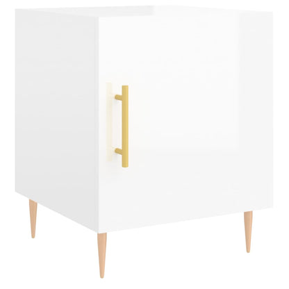 vidaXL Bedside Cabinets 2 pcs High Gloss White 40x40x50 cm Engineered Wood