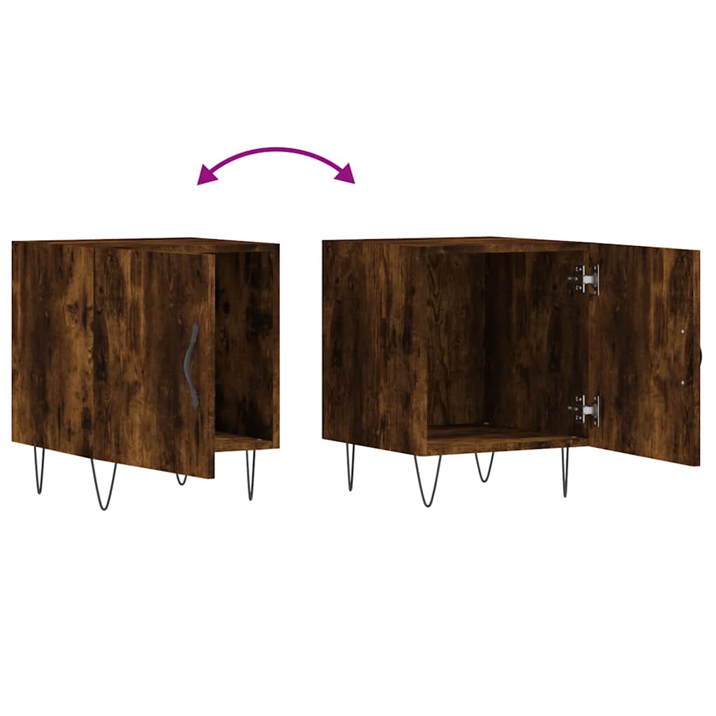 vidaXL Bedside Cabinet Smoked Oak 40x40x50 cm Engineered Wood