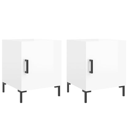 vidaXL Bedside Cabinets 2 pcs High Gloss White 40x40x50 cm