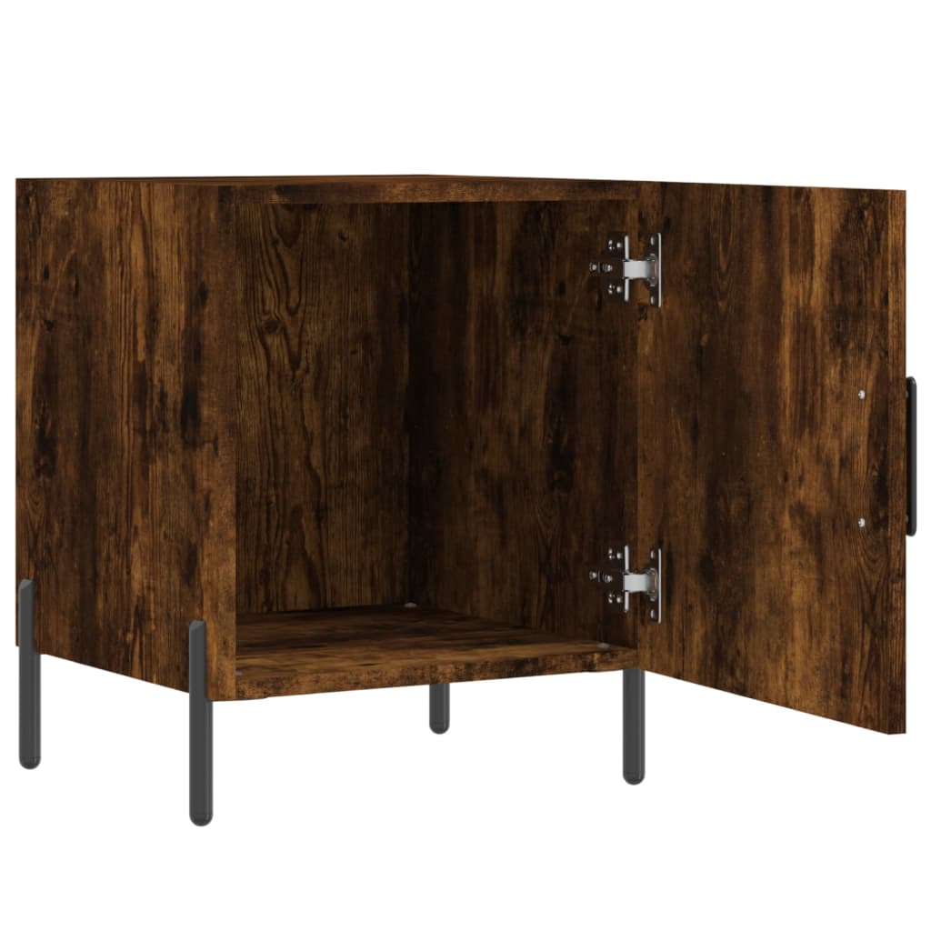 vidaXL Bedside Cabinet Smoked Oak 40x40x50 cm Engineered Wood