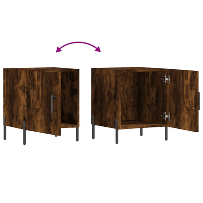 vidaXL Bedside Cabinet Smoked Oak 40x40x50 cm Engineered Wood