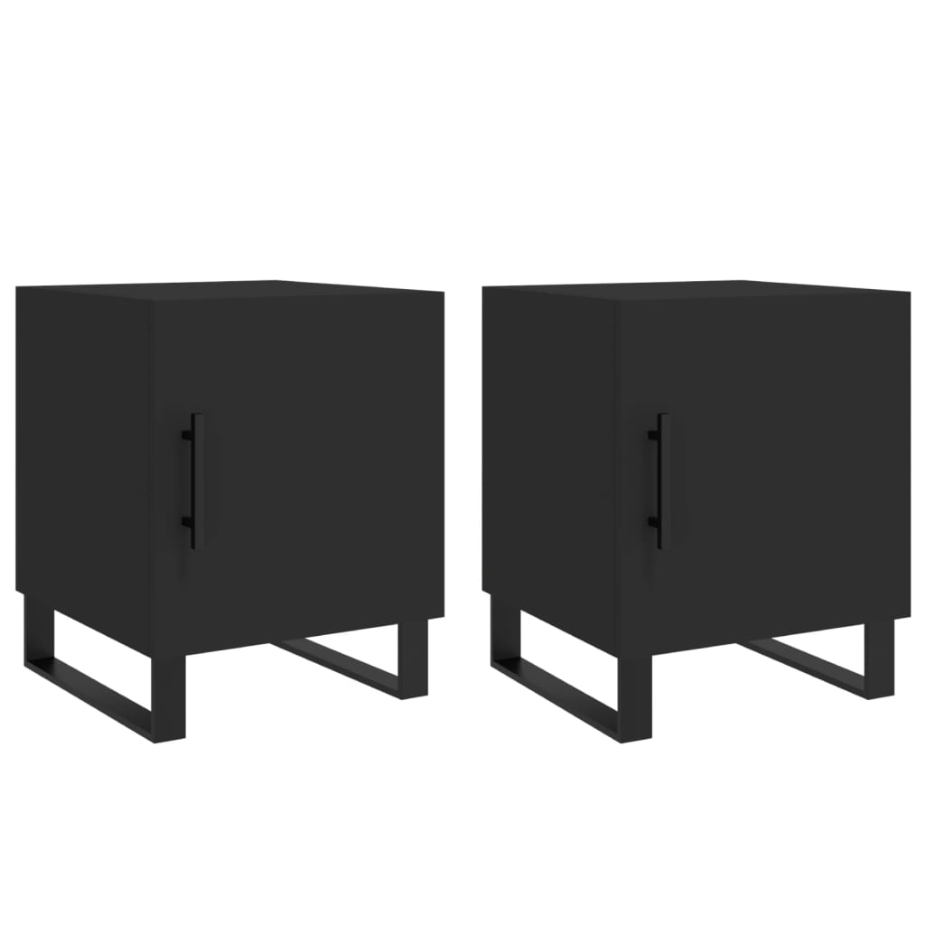 vidaXL Bedside Cabinets 2 pcs Black 40x40x50 cm Engineered Wood