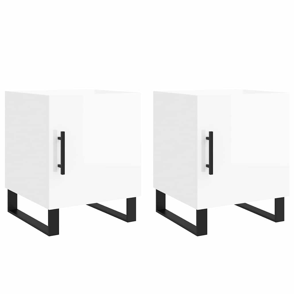 vidaXL Bedside Cabinets 2 pcs High Gloss White 40x40x50 cm