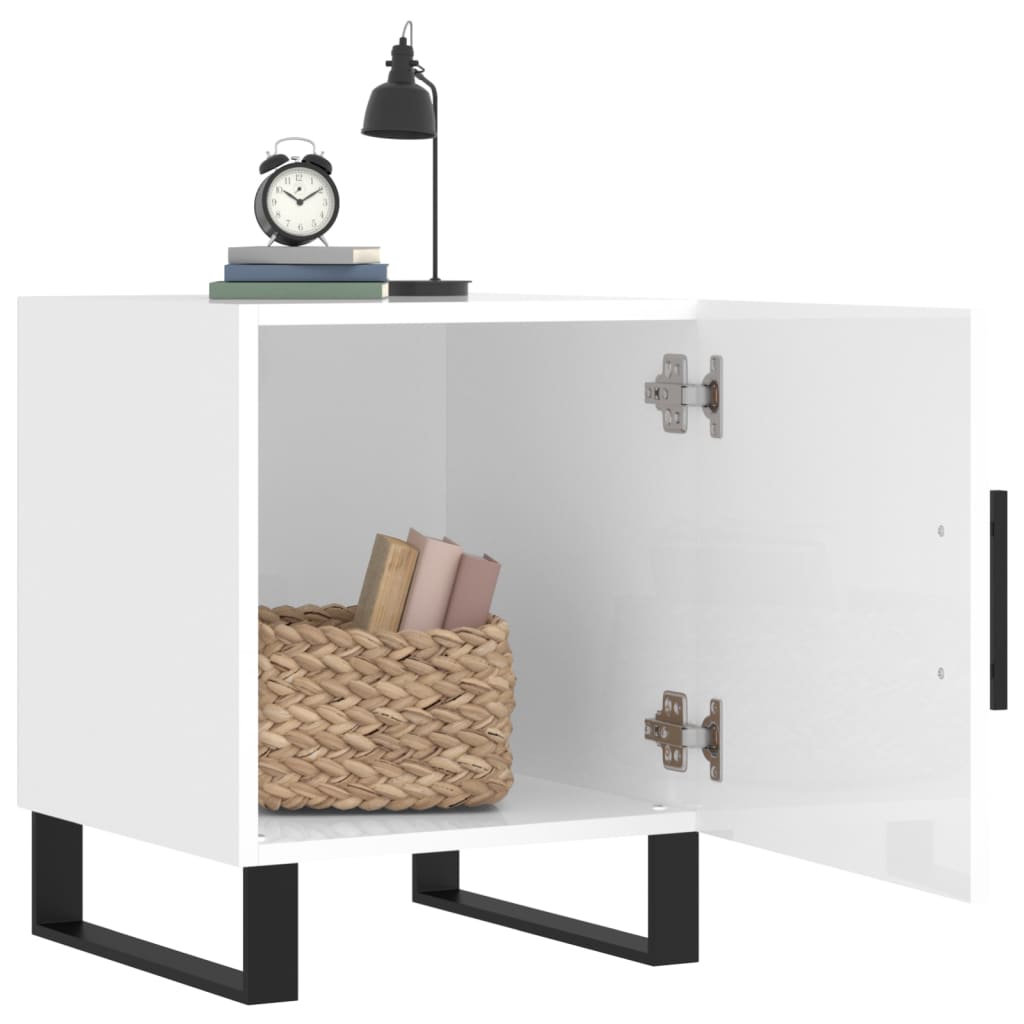 vidaXL Bedside Cabinets 2 pcs High Gloss White 40x40x50 cm Engineered Wood