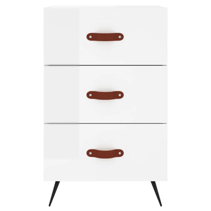 vidaXL Bedside Cabinet High Gloss White 40x40x66 cm Engineered Wood