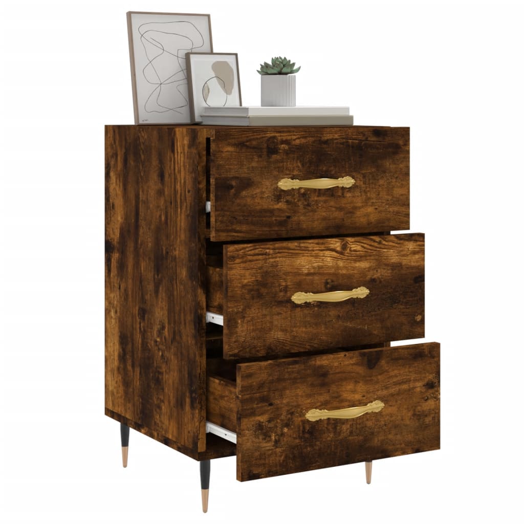vidaXL Bedside Cabinet Smoked Oak 40x40x66 cm Engineered Wood