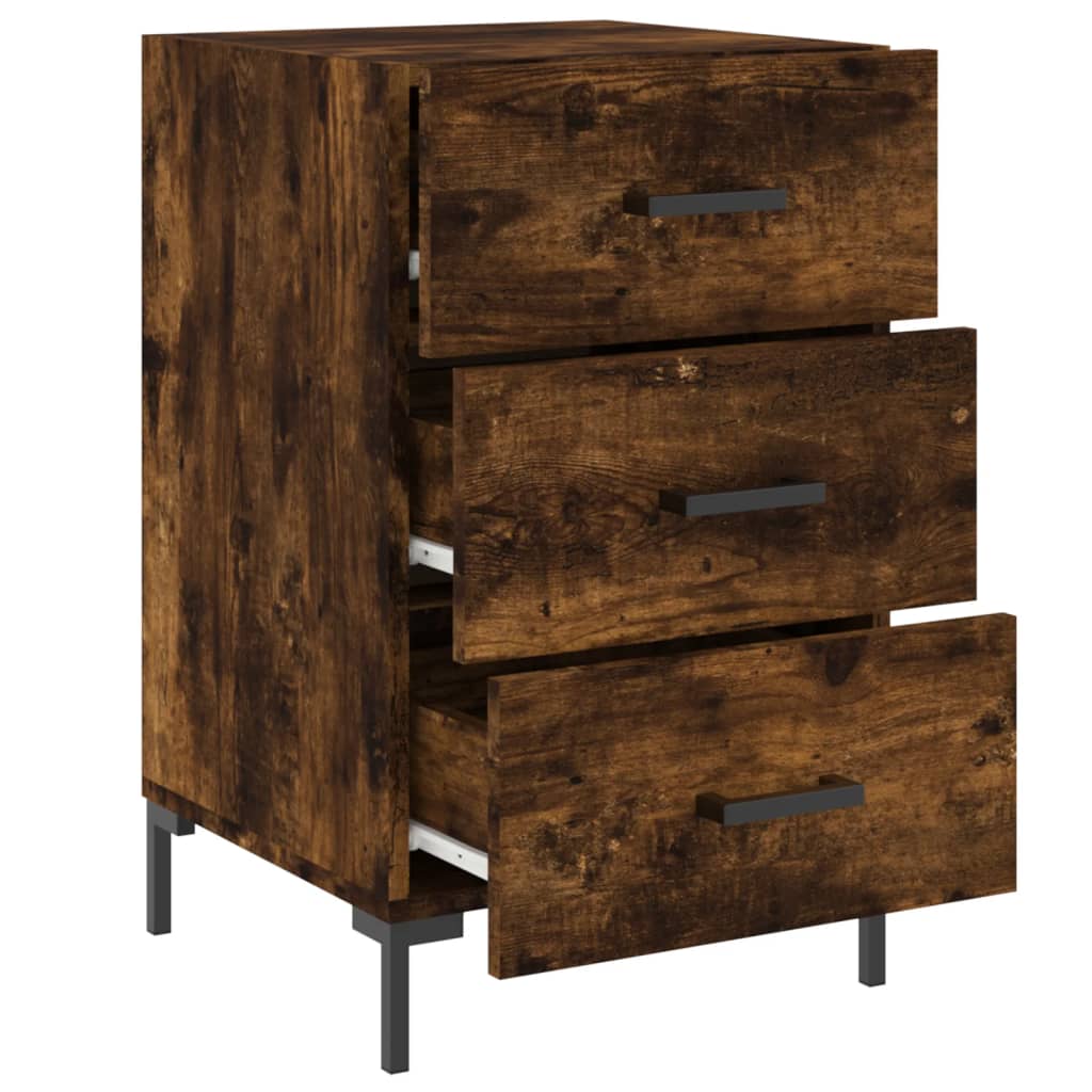 vidaXL Bedside Cabinet Smoked Oak 40x40x66 cm Engineered Wood