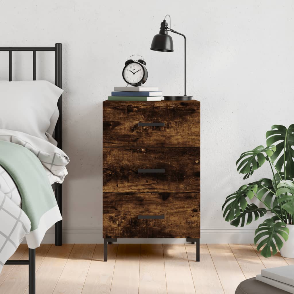 vidaXL Bedside Cabinet Smoked Oak 40x40x66 cm Engineered Wood