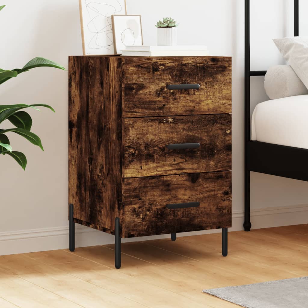 vidaXL Bedside Cabinet Smoked Oak 40x40x66 cm Engineered Wood