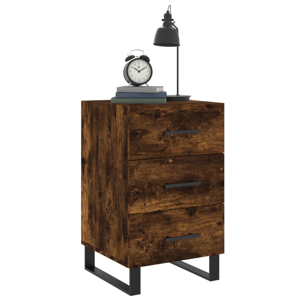 vidaXL Bedside Cabinet Smoked Oak 40x40x66 cm Engineered Wood