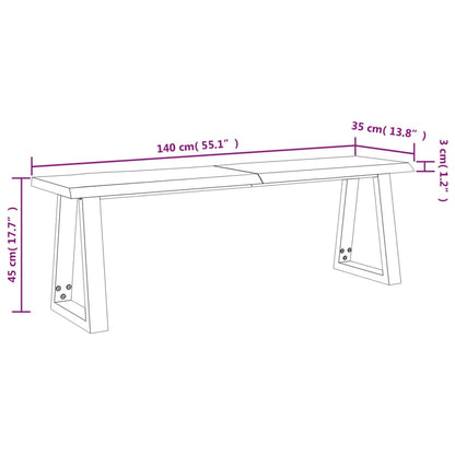 vidaXL Bench with Live Edge 140 cm Solid Wood Acacia