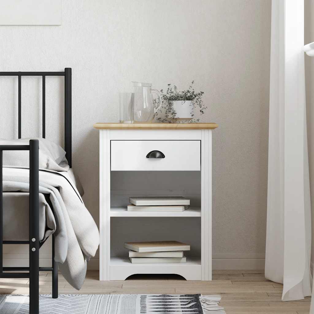 vidaXL Bedside Cabinet BODO Brown 53x38.5x66 cm Solid Wood Pine