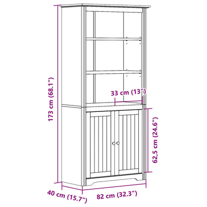 vidaXL Bookcase BODO White and Brown 80x40x172 cm Solid Wood Pine
