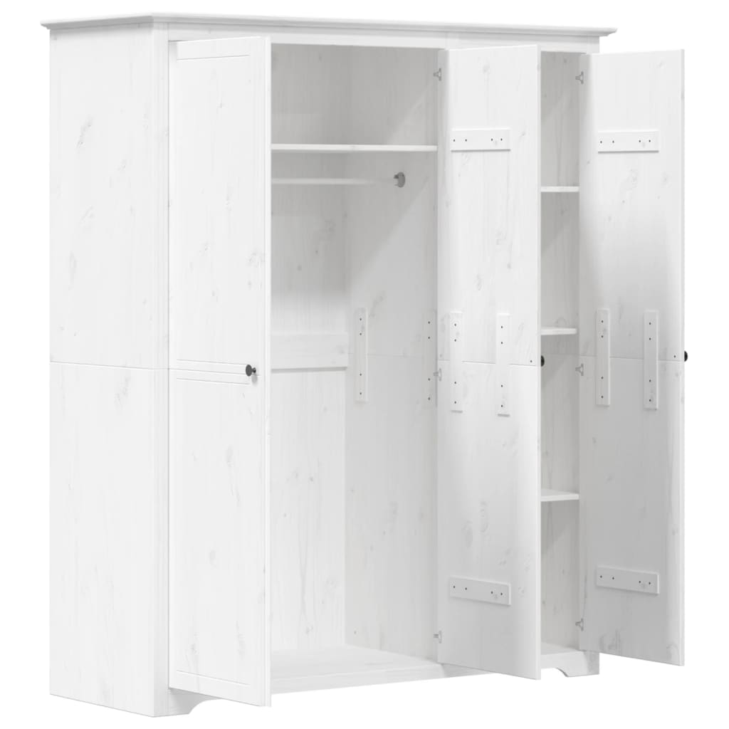 vidaXL Wardrobe "BODO" White 146x53,5x173 cm Solid Wood Pine
