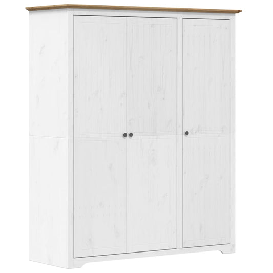 vidaXL Wardrobe "BODO" White and Brown 146x53,5x173cm Solid Wood Pine