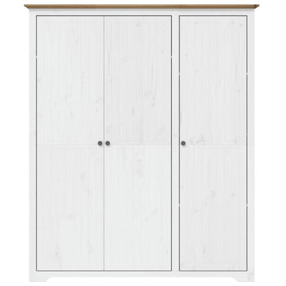 vidaXL Wardrobe BODO White and Brown 151.5x52x176.5cm Solid Wood Pine