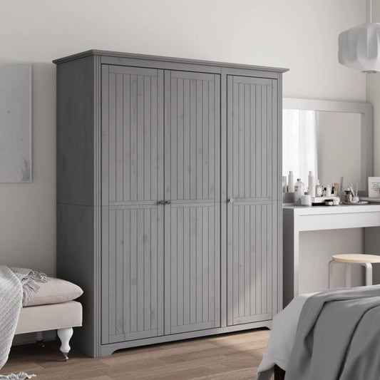 vidaXL Wardrobe "BODO" Grey 146x53,5x173 cm Solid Wood Pine