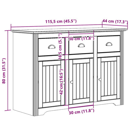 vidaXL Sideboard BODO White and Brown 115x43x79.5 cm Solid Wood Pine