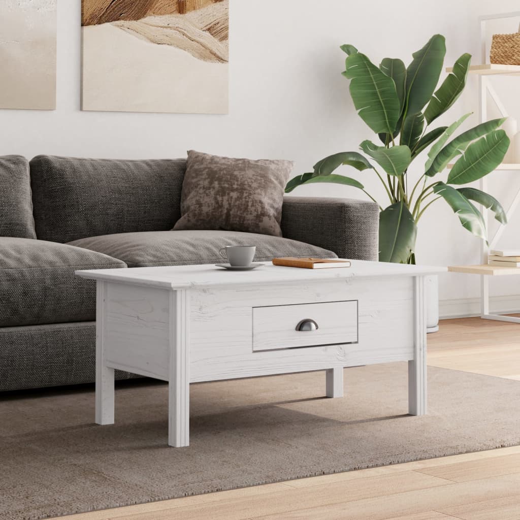 vidaXL Coffee Table "BODO" White 100x55x46 cm Solid Wood Pine