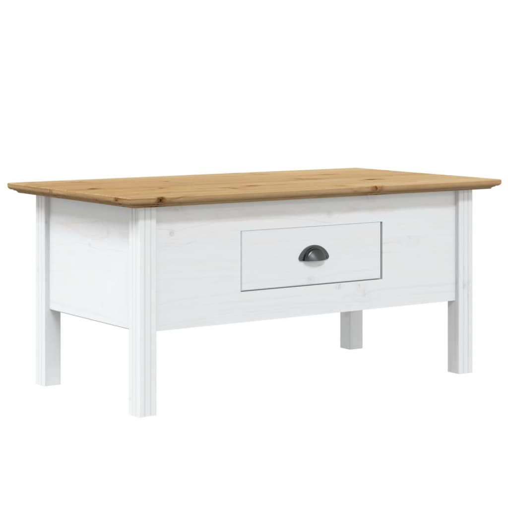 vidaXL Coffee Table "BODO" White and Brown 100x55x46 cm Solid Wood Pine