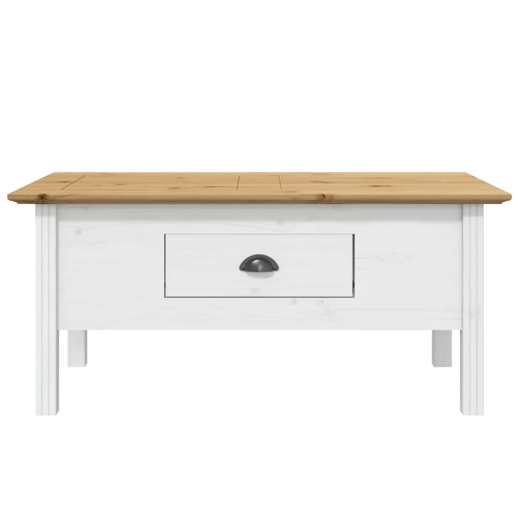 vidaXL Coffee Table "BODO" White and Brown 100x55x46 cm Solid Wood Pine