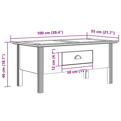 vidaXL Coffee Table BODO Grey 100x55x45 cm Solid Wood Pine