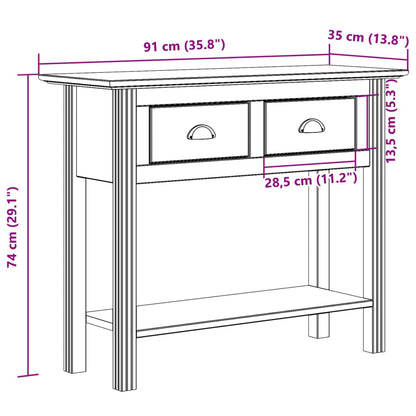 vidaXL Console Table BODO White 90x34.5x73 cm Solid Wood Pine