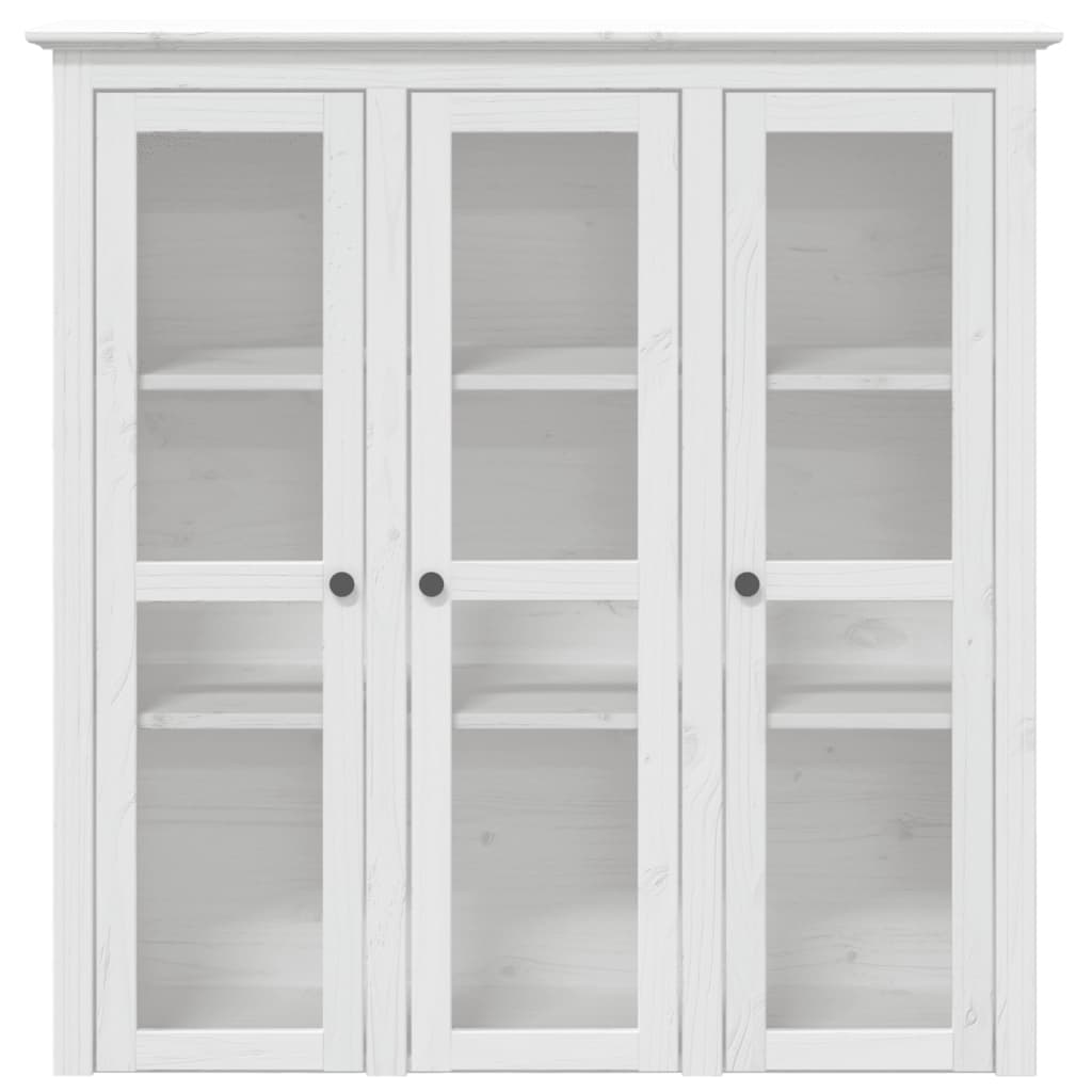 vidaXL Cabinet with Glass Doors BODO White Solid Wood Pine