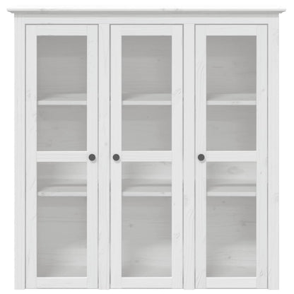 vidaXL Cabinet with Glass Doors BODO White Solid Wood Pine