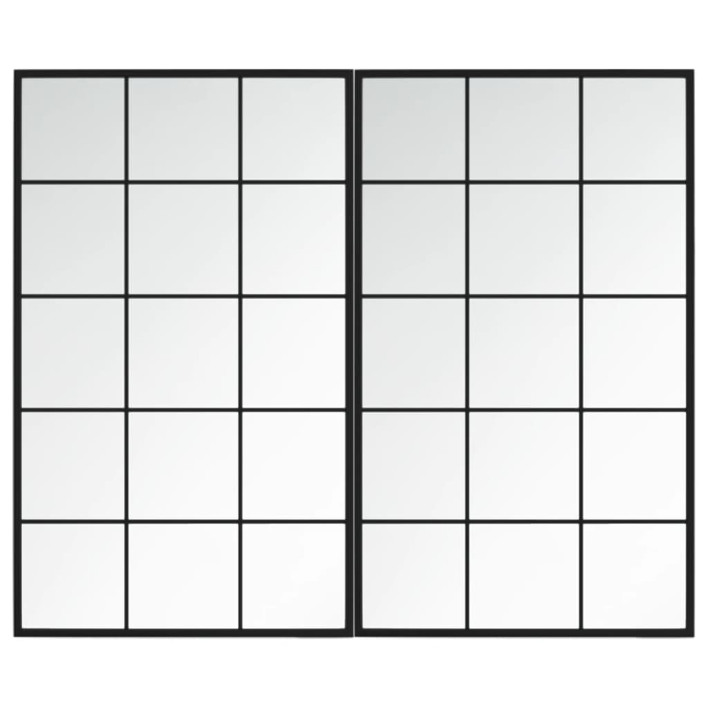 vidaXL Wall Mirrors 2 pcs Black 100x60 cm Metal