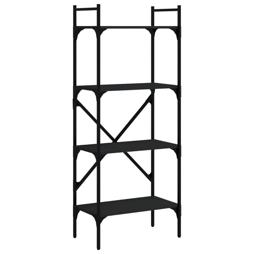 vidaXL Bookcase 4-Tier Black 56x31,5x138,5 cm Engineered Wood