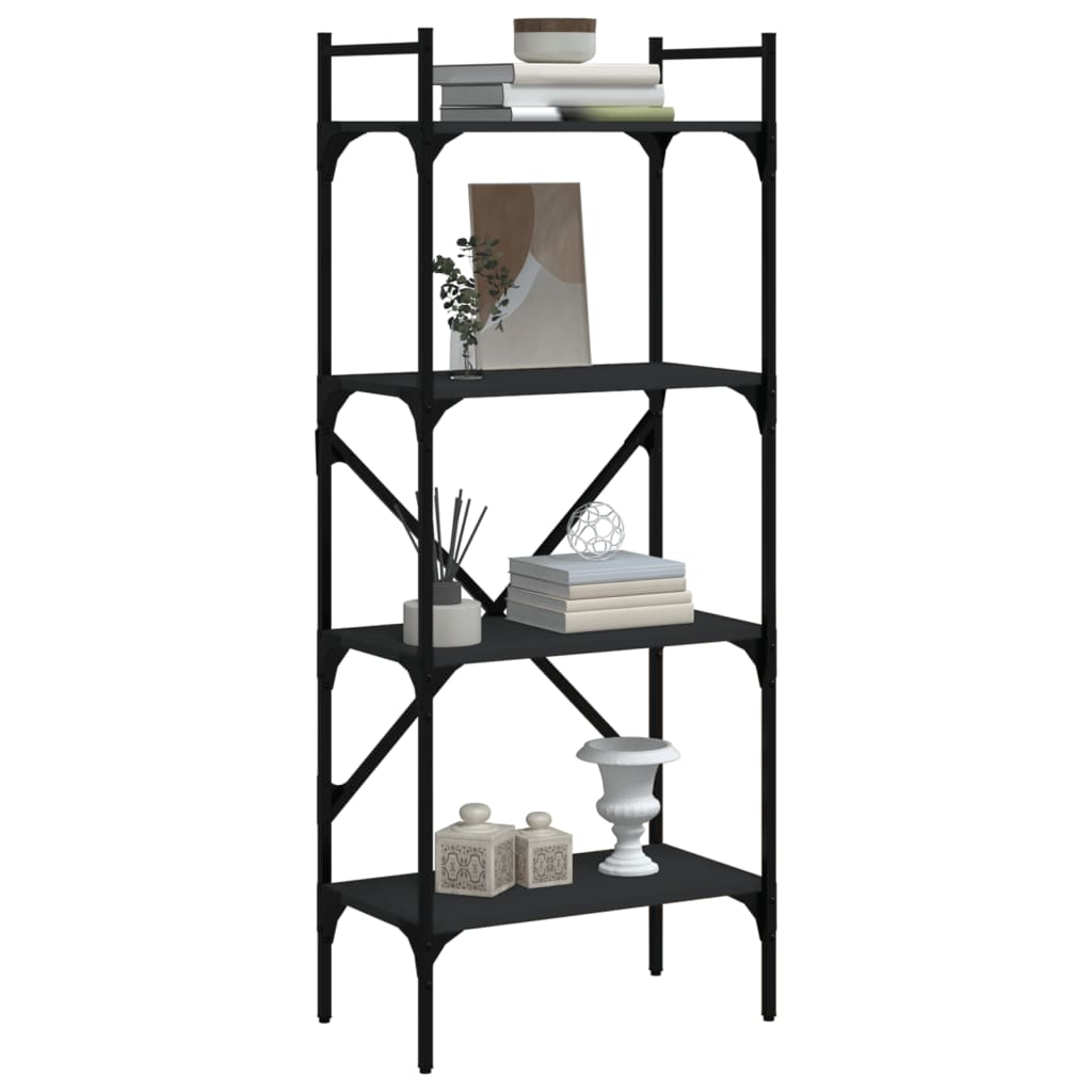 vidaXL Bookcase 4-Tier Black 56x31.5x138.5 cm Engineered Wood