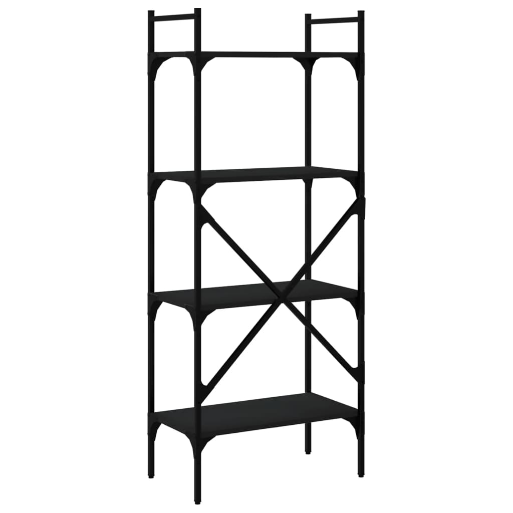 vidaXL Bookcase 4-Tier Black 56x31,5x138,5 cm Engineered Wood