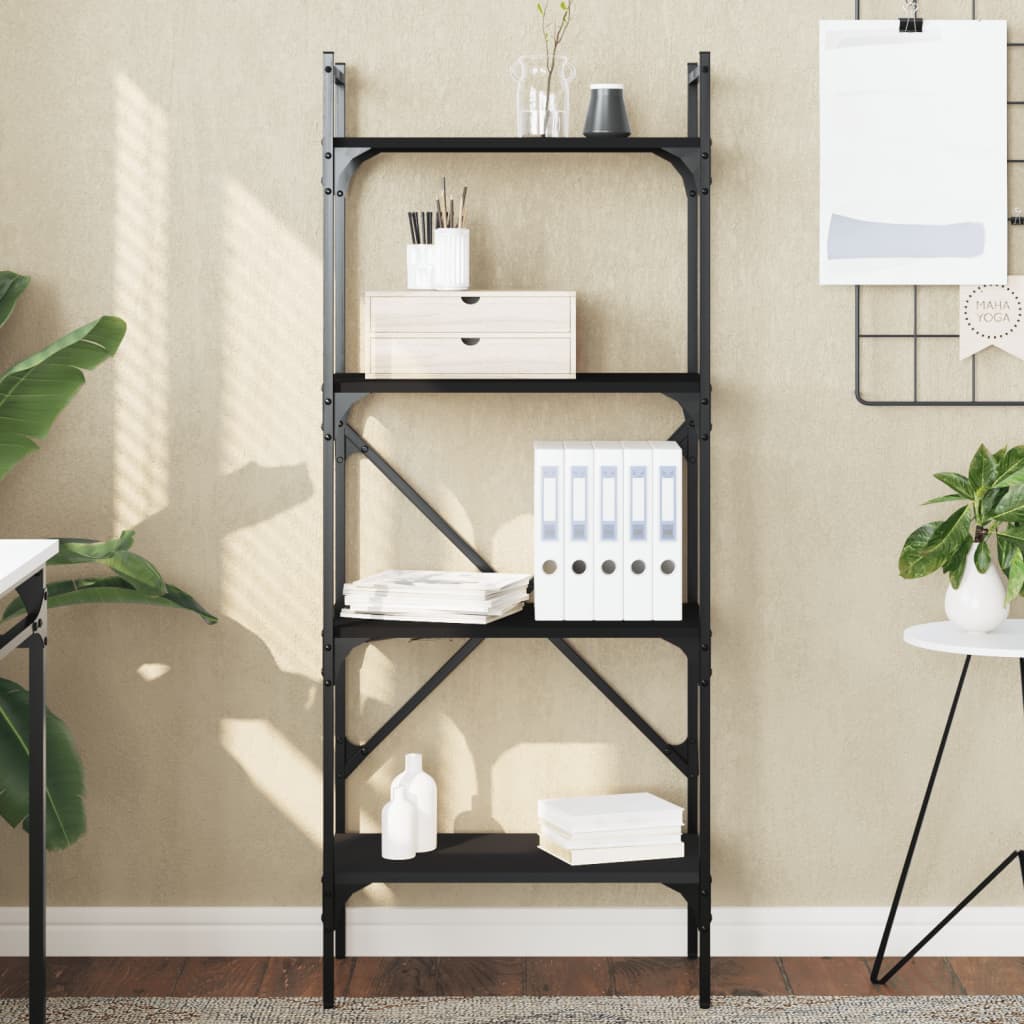 vidaXL Bookcase 4-Tier Black 56x31,5x138,5 cm Engineered Wood