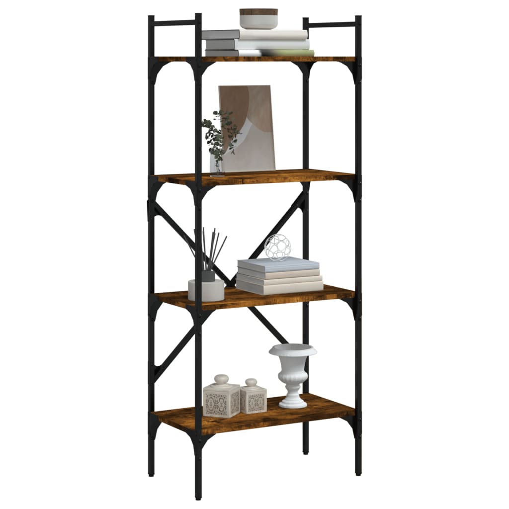 vidaXL Bookcase 4-Tier Smoked Oak 56x31,5x138,5 cm Engineered Wood