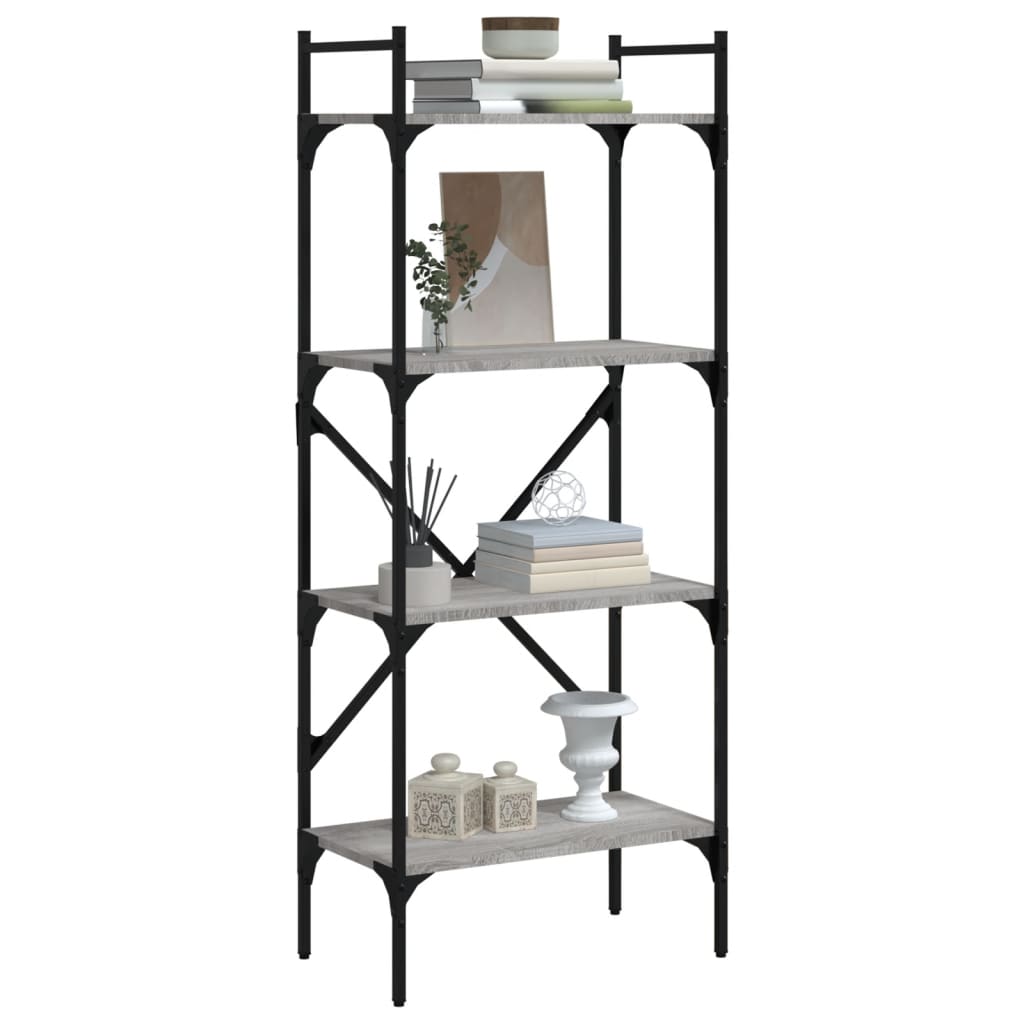 vidaXL Bookcase 4-Tier Grey Sonoma 56x31,5x138,5 cm Engineered Wood