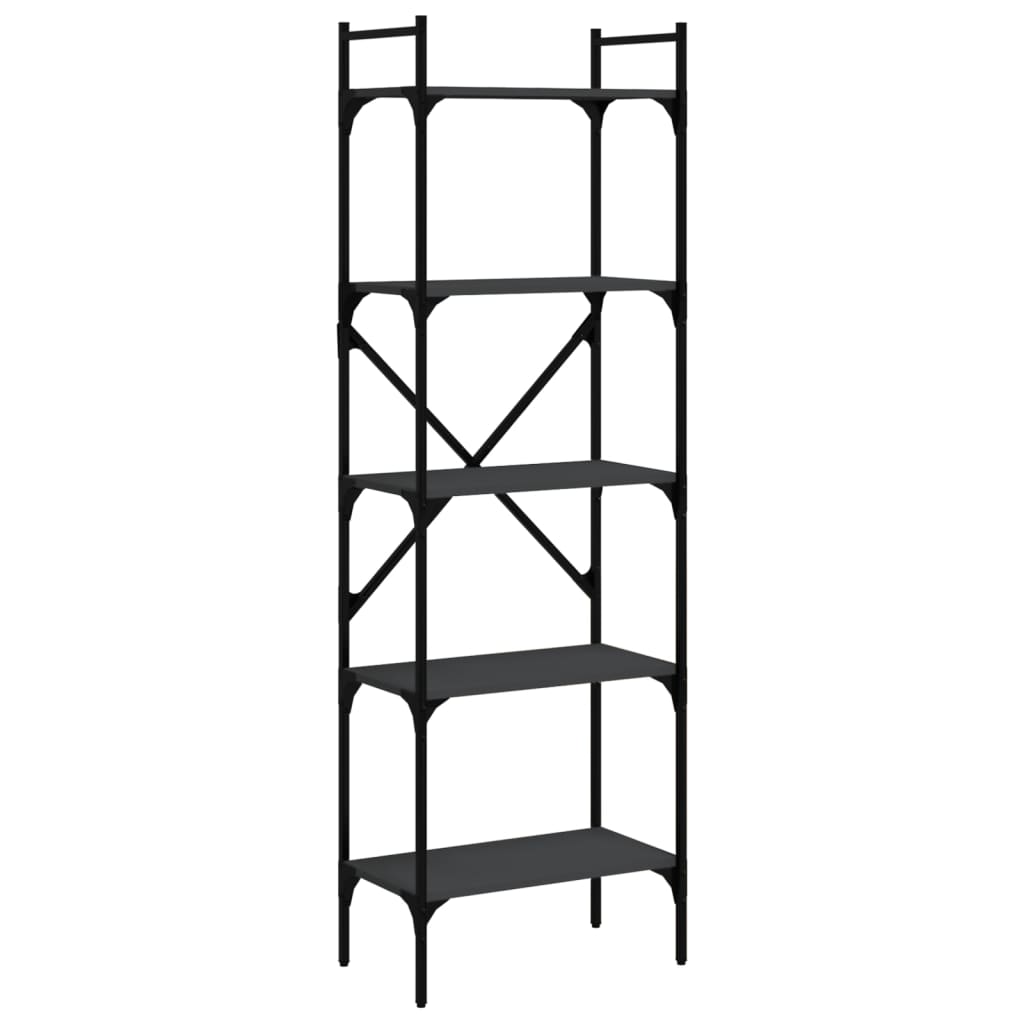 vidaXL Bookcase 5-Tier Black 56x31,5x174 cm Engineered Wood