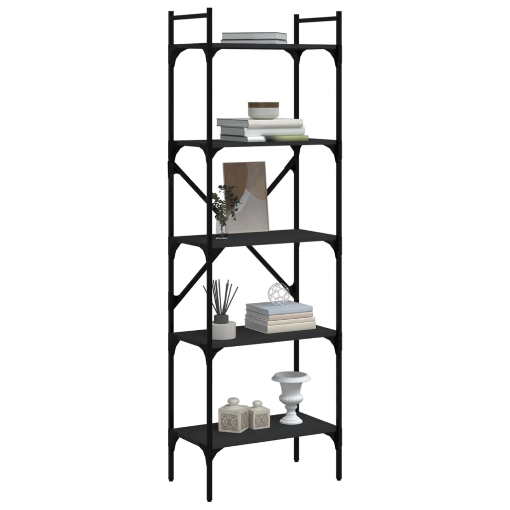 vidaXL Bookcase 5-Tier Black 56x31,5x174 cm Engineered Wood