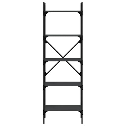 vidaXL Bookcase 5-Tier Black 56x31.5x174 cm Engineered Wood