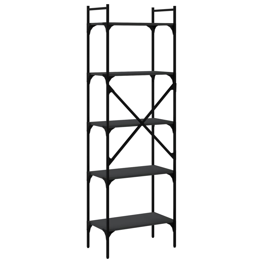 vidaXL Bookcase 5-Tier Black 56x31,5x174 cm Engineered Wood