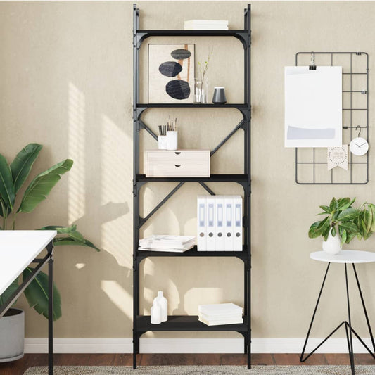 vidaXL Bookcase 5-Tier Black 56x31,5x174 cm Engineered Wood