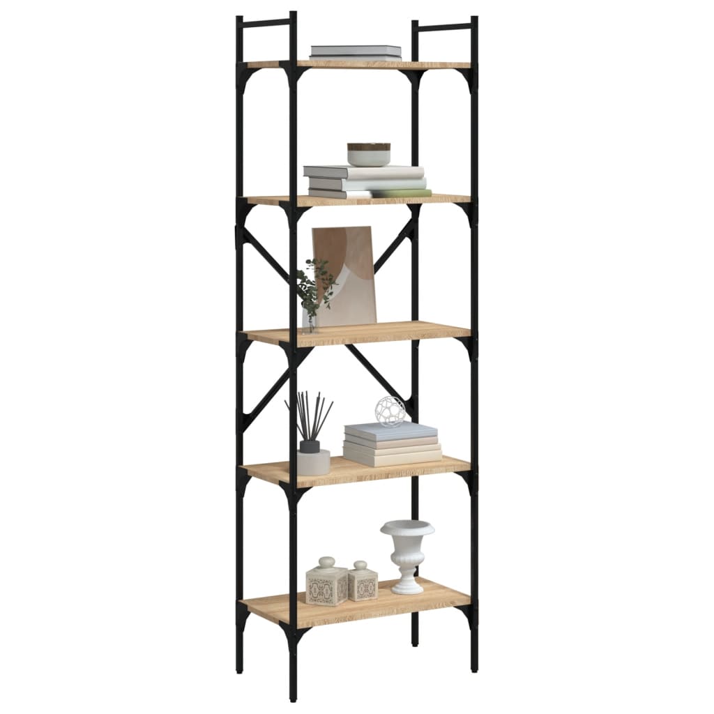 vidaXL Bookcase 5-Tier Sonoma Oak 56x31.5x174 cm Engineered Wood