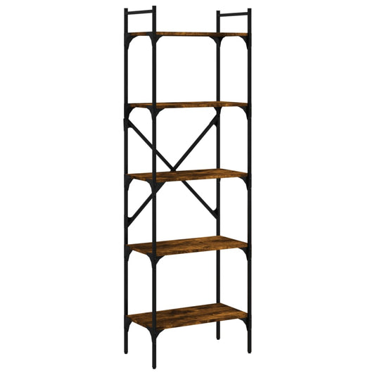 vidaXL Bookcase 5-Tier Smoked Oak 56x31,5x174 cm Engineered Wood