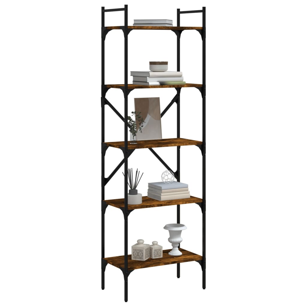 vidaXL Bookcase 5-Tier Smoked Oak 56x31,5x174 cm Engineered Wood